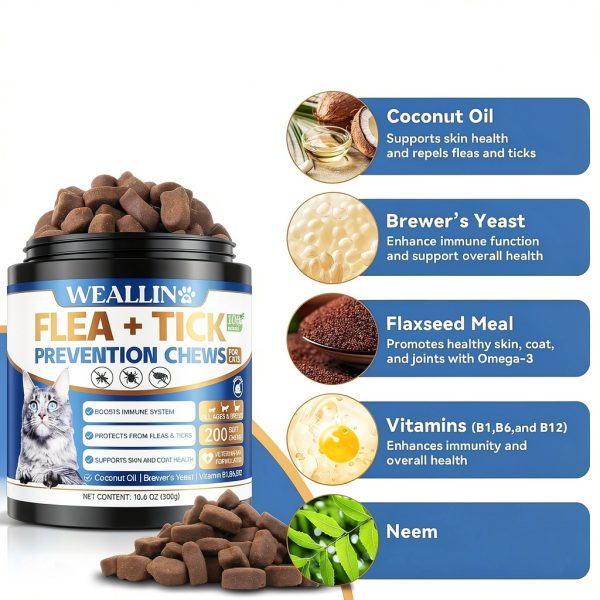 WEALLIN Cat Flea Treatment Chews Natural Ingredients All-2