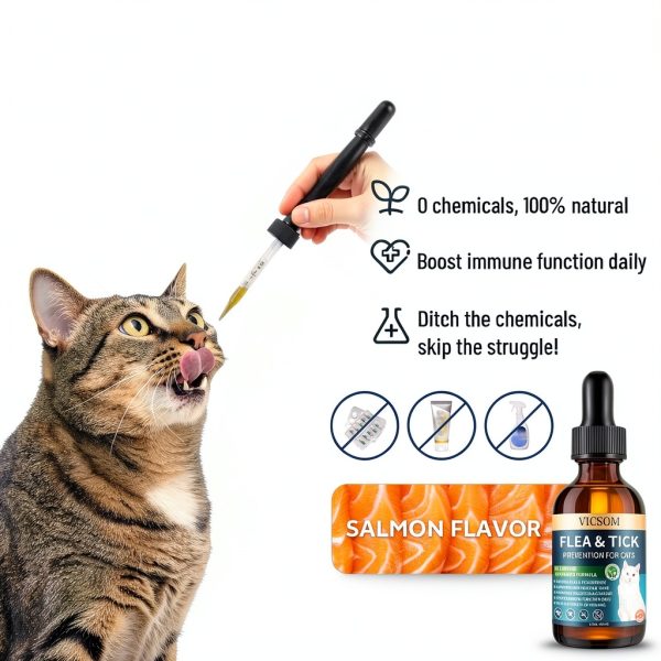 VICSOM Cat Flea Drops Natural Herbal Support for Cats-3