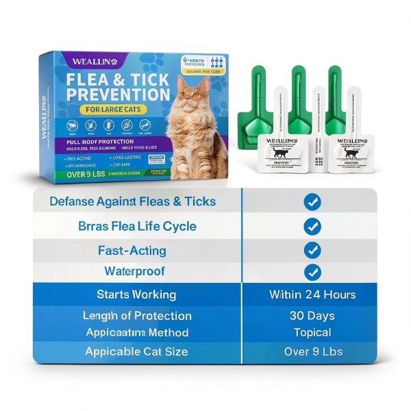 WEALLIN Cat Flea Treatment for Large Cats Over 9 lbs-4