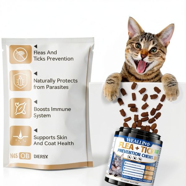 WEALLIN Cat Flea Treatment Chews Natural Ingredients All-1