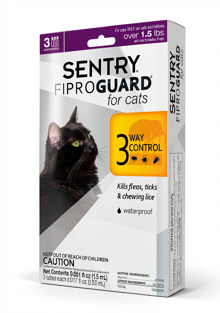 Applying SENTRY Fiproguard flea drops on a cat's neck