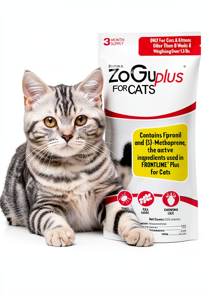 Applying ZoGuard Plus Flea Drops for Cats on a cat's neck while seated on a wooden bathroom counter
