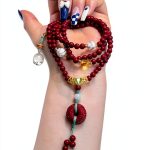 Generic 10mm Cinnabar Bracelet Crown Chakra Design-0