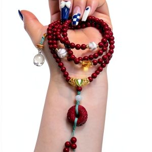 Generic 10mm Cinnabar Bracelet Crown Chakra Design-0