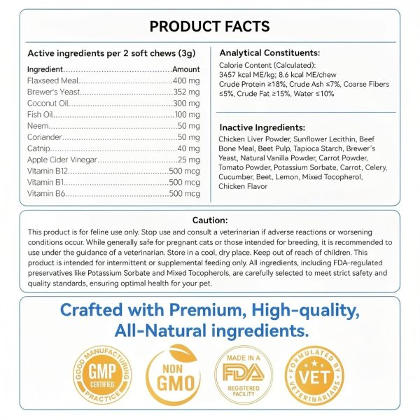 WEALLIN Cat Flea Treatment Chews Natural Ingredients All-6