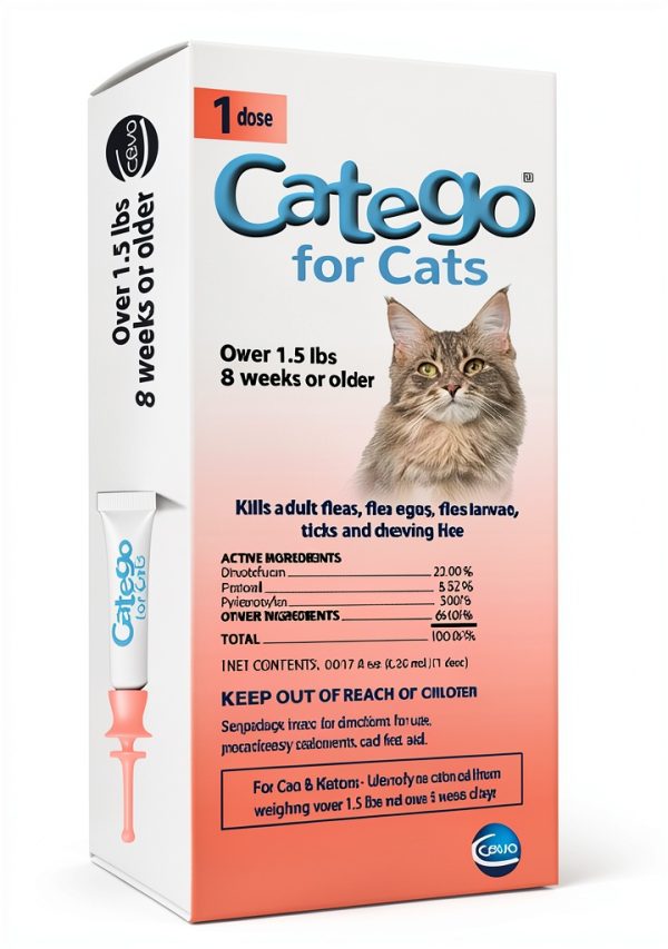 Catego Cat Flea Treatment Monthly Prevention Ticks Lice-0