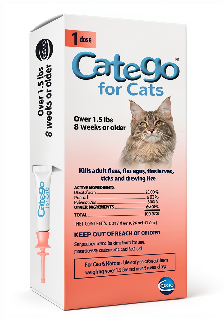 Applying Catego flea treatment to a cat's neck