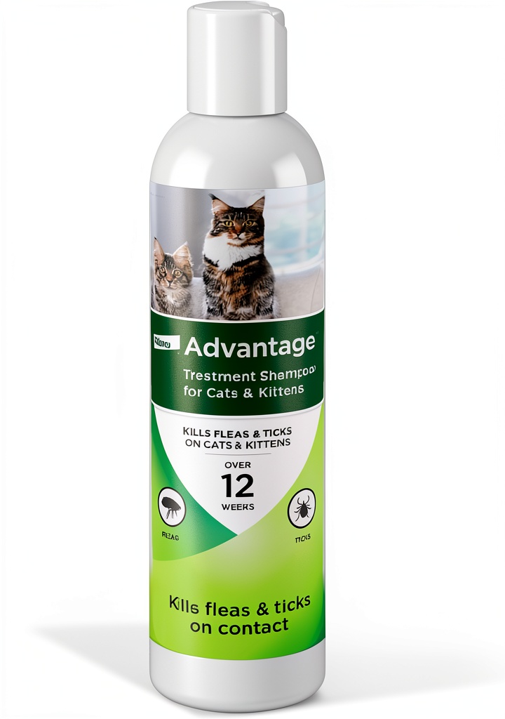 Applying Elanco Advantage Shampoo on a cat's coat