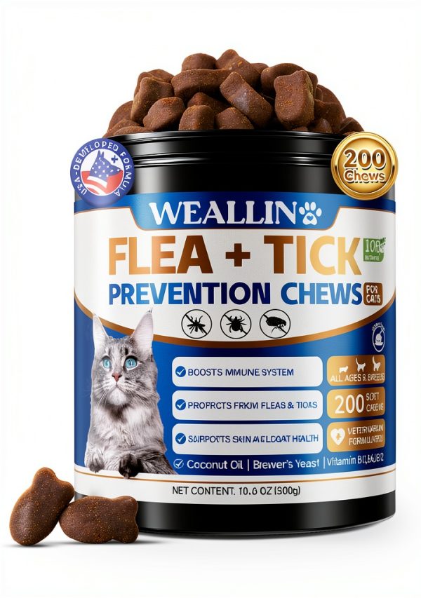 WEALLIN Cat Flea Treatment Chews Natural Ingredients All-0