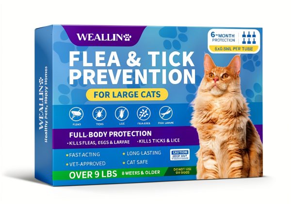 WEALLIN Cat Flea Treatment for Large Cats Over 9 lbs-0
