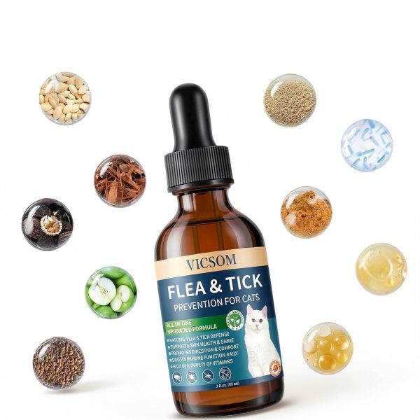 VICSOM Cat Flea Drops Natural Herbal Support for Cats-4