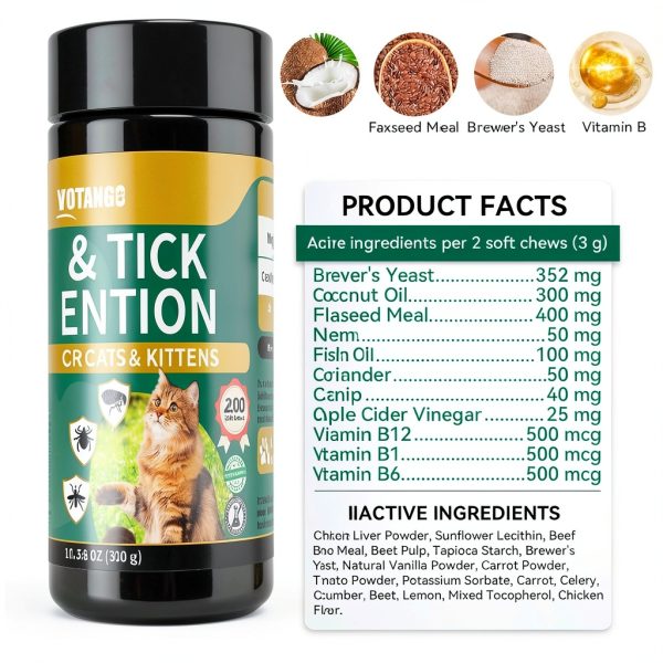 YOTANGO Cat Flea Treatment Chewables Natural Ingredients-7